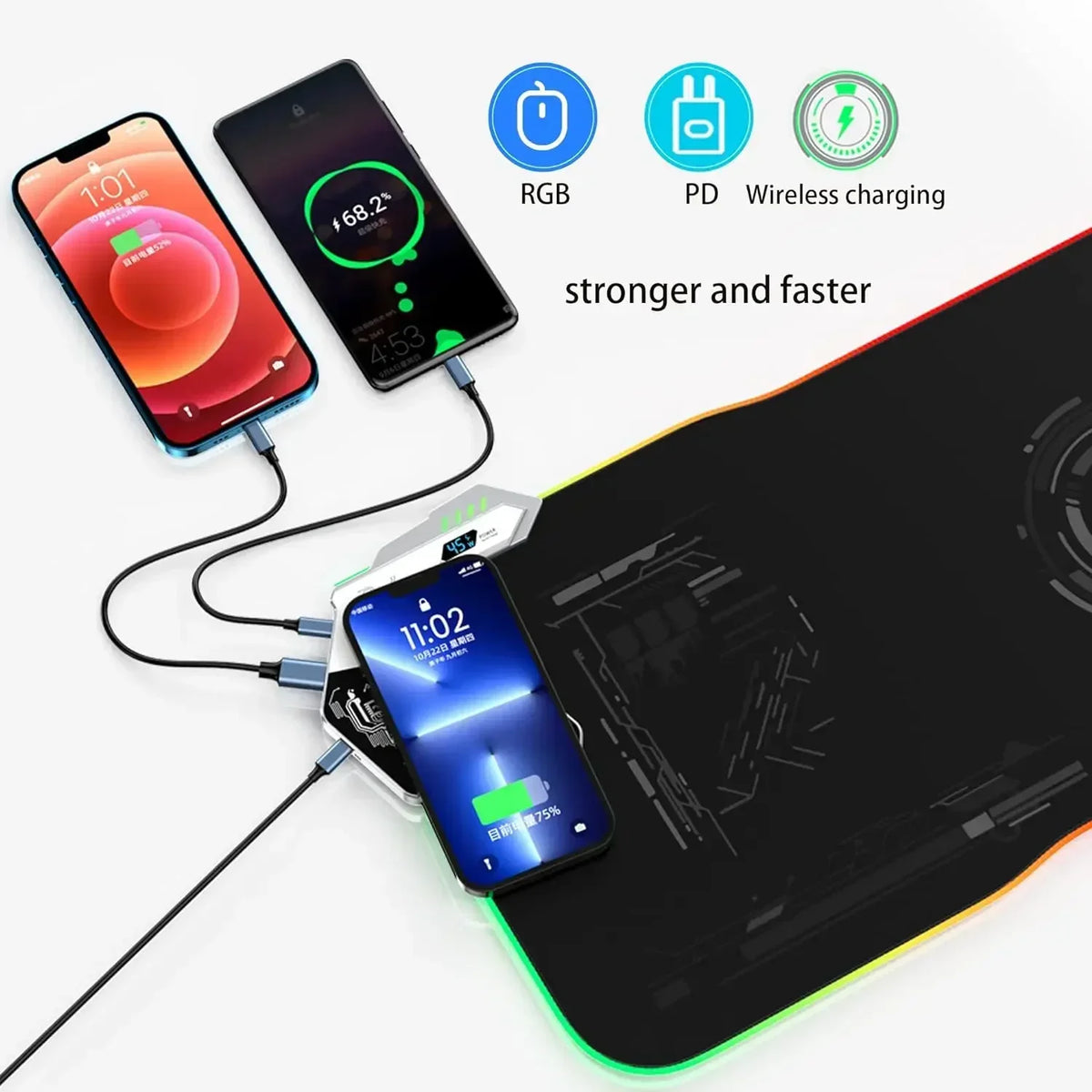 SpectralDesk Wireless Charging RGB Gaming Desk Mat