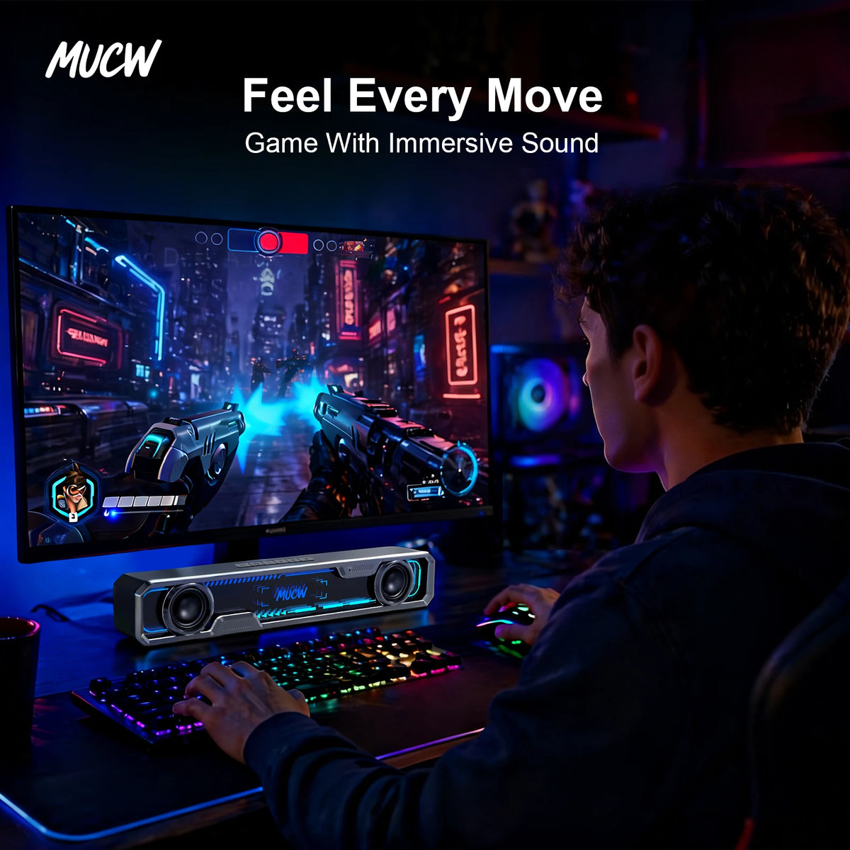 SpectralDesk CyberPulse RGB Desktop Soundbar
