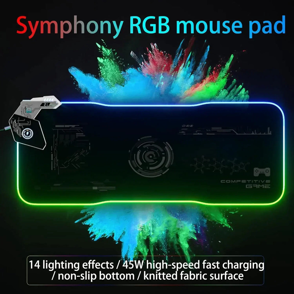 SpectralDesk Wireless Charging RGB Gaming Desk Mat