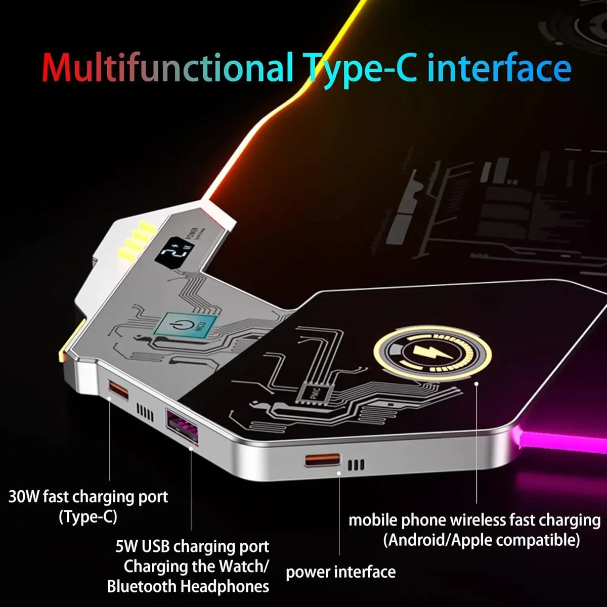 SpectralDesk Wireless Charging RGB Gaming Desk Mat